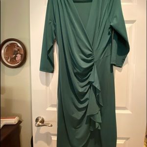 Venus emerald green wrap style detail dress